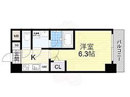 エスリード新大阪アヴァン 1Kの間取図画像