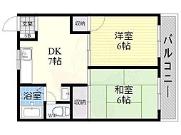 第2淀川ビル 2DKの間取図画像