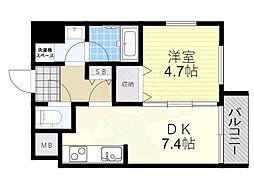 サンレムート.新大阪east 1LDKの間取図画像