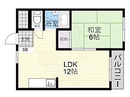 ピア土江PART2 1LDKの間取図画像