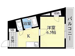 第6中本ビル 1Kの間取図画像