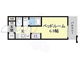 ディームス新大阪 1Kの間取図画像