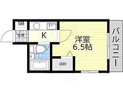 第二国本エレガンス新大阪 1Kの間取図画像