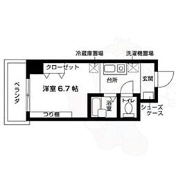 キャッスル北沢新大阪 ワンルームの間取図画像