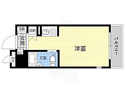 朝日プラザ梅田北デラ・リブジェ ワンルームの間取図画像