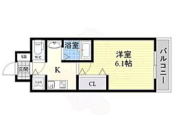 アズヴェル新北野モスト 1Kの間取図画像