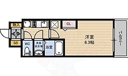 エステムコート新大阪12オルティ 1Kの間取図画像