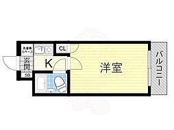 エスリード新大阪第2 1Kの間取図画像