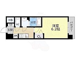 プレサンス大阪三国ネオス 1Kの間取図画像