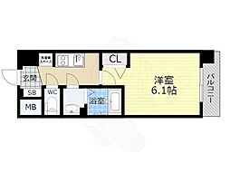 プレサンス大阪三国ネオス 1Kの間取図画像