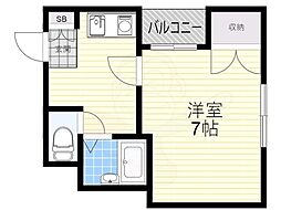 ル・シエル淡路 1Kの間取図画像