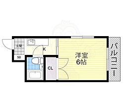 Do東三国1 1Kの間取図画像