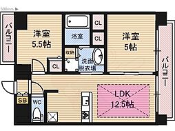 エスライズ新大阪フロント 2LDKの間取図画像