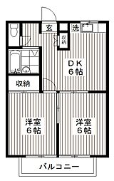 エステートピアさいとう 2DKの間取図画像
