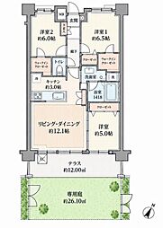 レーベン多摩永山GARDENHILLS 3LDKの間取図画像