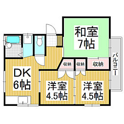 ハイツ唐沢3 3DKの間取図画像