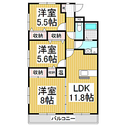 マンション花水木 3LDKの間取図画像