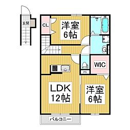 シエラビスタ水の手 2LDKの間取図画像