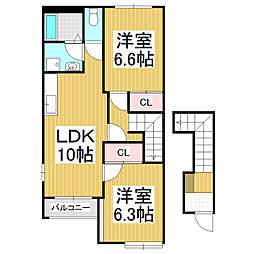 アレグリア 2LDKの間取図画像