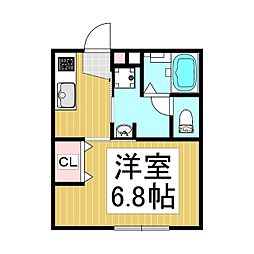 クリスタルコート松川 1Kの間取図画像