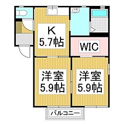 メゾン・セレーノB 2Kの間取図画像