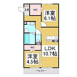 えんてらす飯田(仮) 2LDKの間取図画像