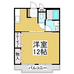 レインボー 1Kの間取図画像