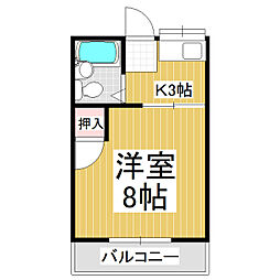 サニーハイツB 1Kの間取図画像