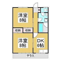 グリーンハイツ高森 2DKの間取図画像