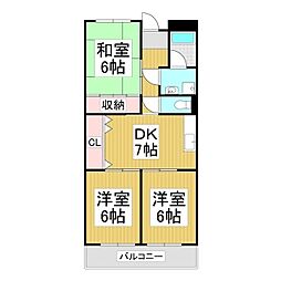 リンピア明金 3DKの間取図画像