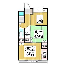 堀内アパート 2Kの間取図画像