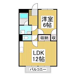 サープラスベルメゾン宮ノ上南棟 1LDKの間取図画像