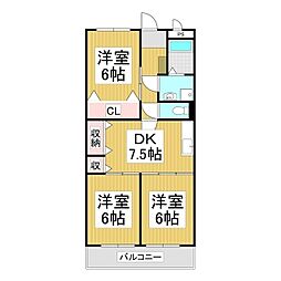 リンピア明金 3DKの間取図画像