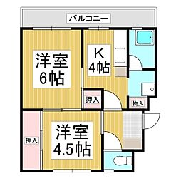 アパート 2Kの間取図画像