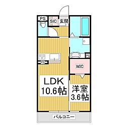 えんてらす育良(仮) 1LDKの間取図画像