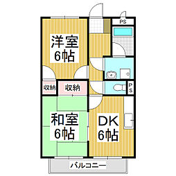 サープラスツーサンハイツA 2DKの間取図画像