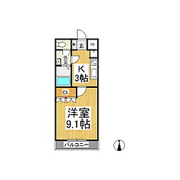 アメニティ・メゾン 1Kの間取図画像