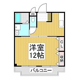 レインボー 1Kの間取図画像
