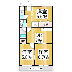 エム・サンライフ 3DKの間取図画像