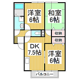 ペアハイツ丸美A 3DKの間取図画像