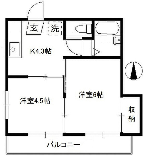 神奈川県横浜市中区西之谷町(賃貸アパート2K・2階・30.78㎡)の写真 その2