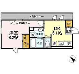 タウンコート初音町 3階1DKの間取り