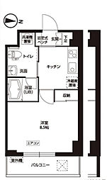 ポルト東 2階1Kの間取り