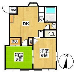 メゾンドU 2DKの間取図画像