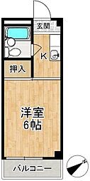 メゾン南台 1Kの間取図画像