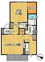 ハーヴェスト中央A 1LDKの間取図画像