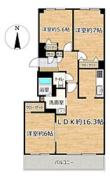 ロイヤルシャトー手稲曙 3LDKの間取図画像