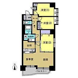 ライオンズマンション発寒中央 3LDKの間取図画像