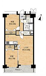 ダイアパレス鐙西 2LDKの間取図画像