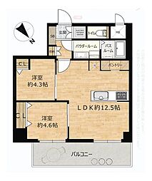 コープ野村万代 2LDKの間取図画像